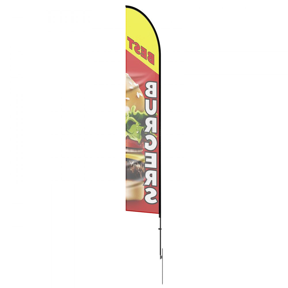 VEVOR Burger Restaurant Advertising Feather Flag with Pole Kit, Advertising Flags for Business Outside, Includes 1 Banner Flag, 1 Pole, 1 Ground Stake, Swooper Flag for Businesses 16.3 FT