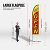 VEVOR Open Flags with Pole Kit, Advertising Flags for Business Outside, Advertising Feather Flag Kit, 3 Flags (Open, Look, Welcome), 3 Poles, 3 Ground Stakes, Swooper Flags for Businesses 16.3 FT