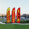 VEVOR Open Flags with Pole Kit, Advertising Flags for Business Outside, Advertising Feather Flag Kit, 3 Flags (Open, Look, Welcome), 3 Poles, 3 Ground Stakes, Swooper Flags for Businesses 16.3 FT