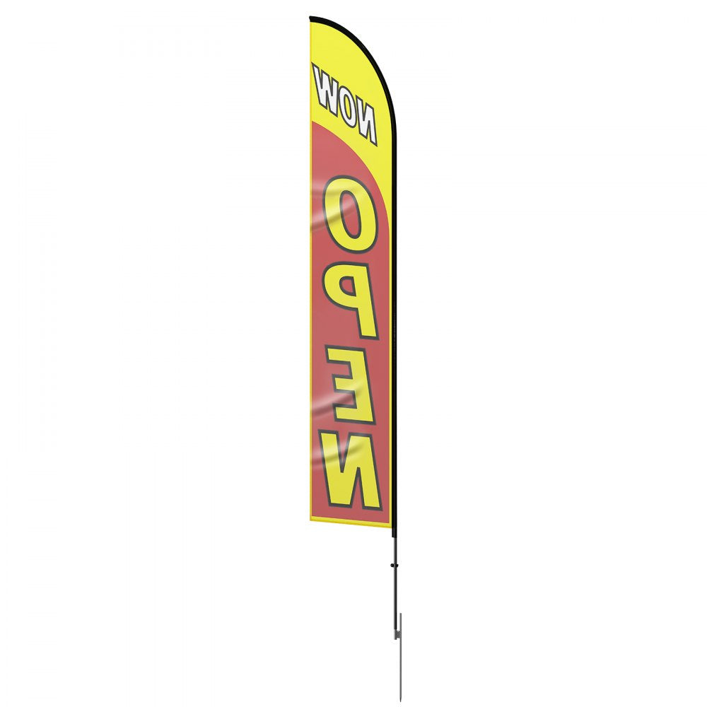 VEVOR Open Flag with Pole Kit, Advertising Flag for Business Outside, Advertising Feather Flag Kit, Includes 1 Banner Flag, 1 Pole, 1 Ground Stake, Open Signs Swooper Flag for Businesses 16.3 FT