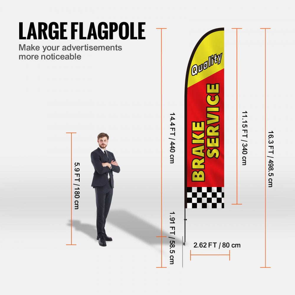 VEVOR Auto Repair Advertising Feather Flag with Pole Kit, Advertising Flags for Business Outside, Includes 4 Banner Flags, 4 Poles, 4 Ground Stakes, Swooper Flags for Businesses 16.3 FT