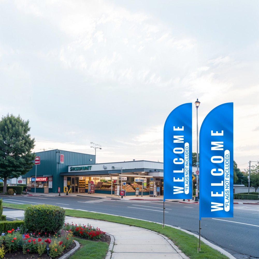 VEVOR Feather Flag Pole Kit, 2 Packs Swooper Flag Pole 12.7 ft, Sign Flag Poles for Business Advertising Flags Outdoor, with Ground Stakes and A Carrying Bag (Flag Not Included)