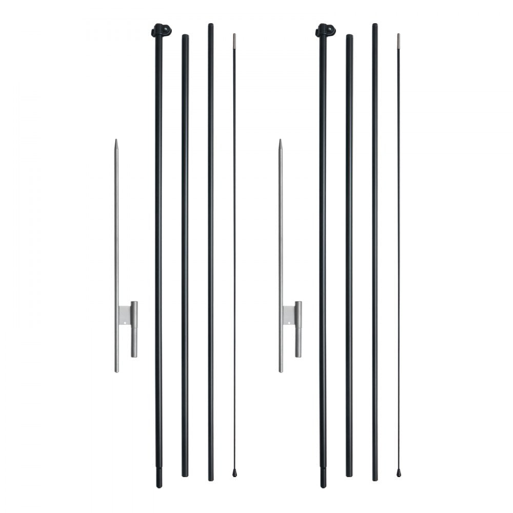 VEVOR Feather Flag Pole Kit, 2 Packs Swooper Flag Pole 16.3 ft, Sign Flag Poles for Business Advertising Flags Outdoor, with Ground Stakes and A Carrying Bag (Flag Not Included)