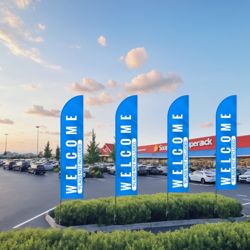 VEVOR Feather Flag Pole Kit, 4 Packs Swooper Flag Pole 16.3 ft, Sign Flag Poles for Business Advertising Flags Outdoor, with Ground Stakes and A Carrying Bag (Flag Not Included)
