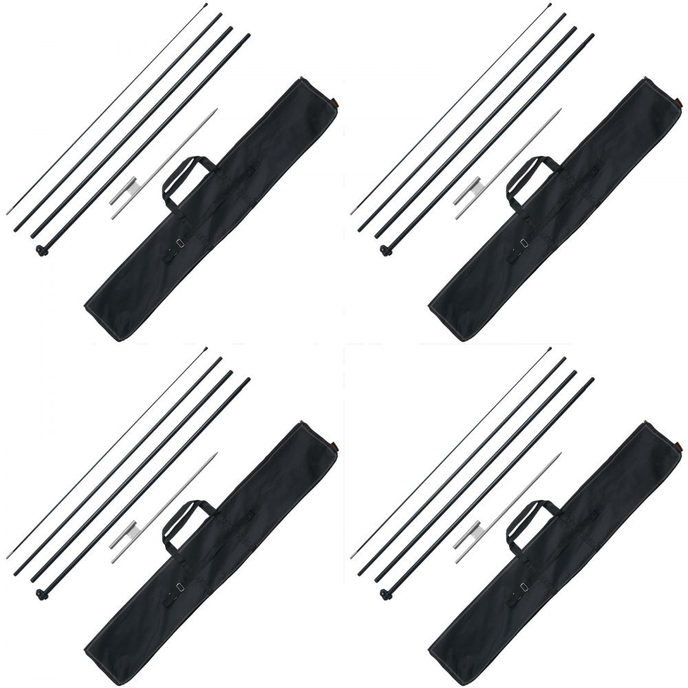 VEVOR Feather Flag Pole Kit, 4 Packs Swooper Flag Pole 16.3 ft, Sign Flag Poles for Business Advertising Flags Outdoor, with Ground Stakes and A Carrying Bag (Flag Not Included)