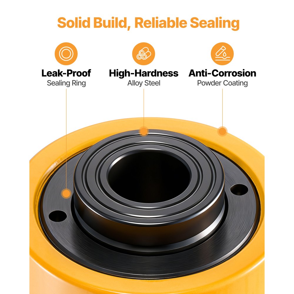 VEVOR 20T 2Inch Hydraulic Cylinder Jack Hollow Single Acting Hydraulic Ram Cylinder 50mm Hydraulic Lifting Cylinders (20T 2Inch Hollow)