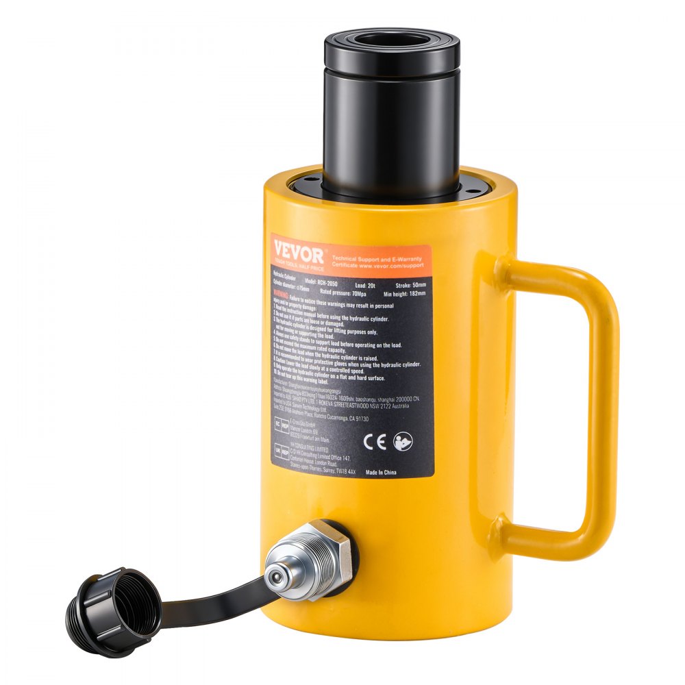VEVOR 20T 2Inch Hydraulic Cylinder Jack Hollow Single Acting Hydraulic Ram Cylinder 50mm Hydraulic Lifting Cylinders (20T 2Inch Hollow)