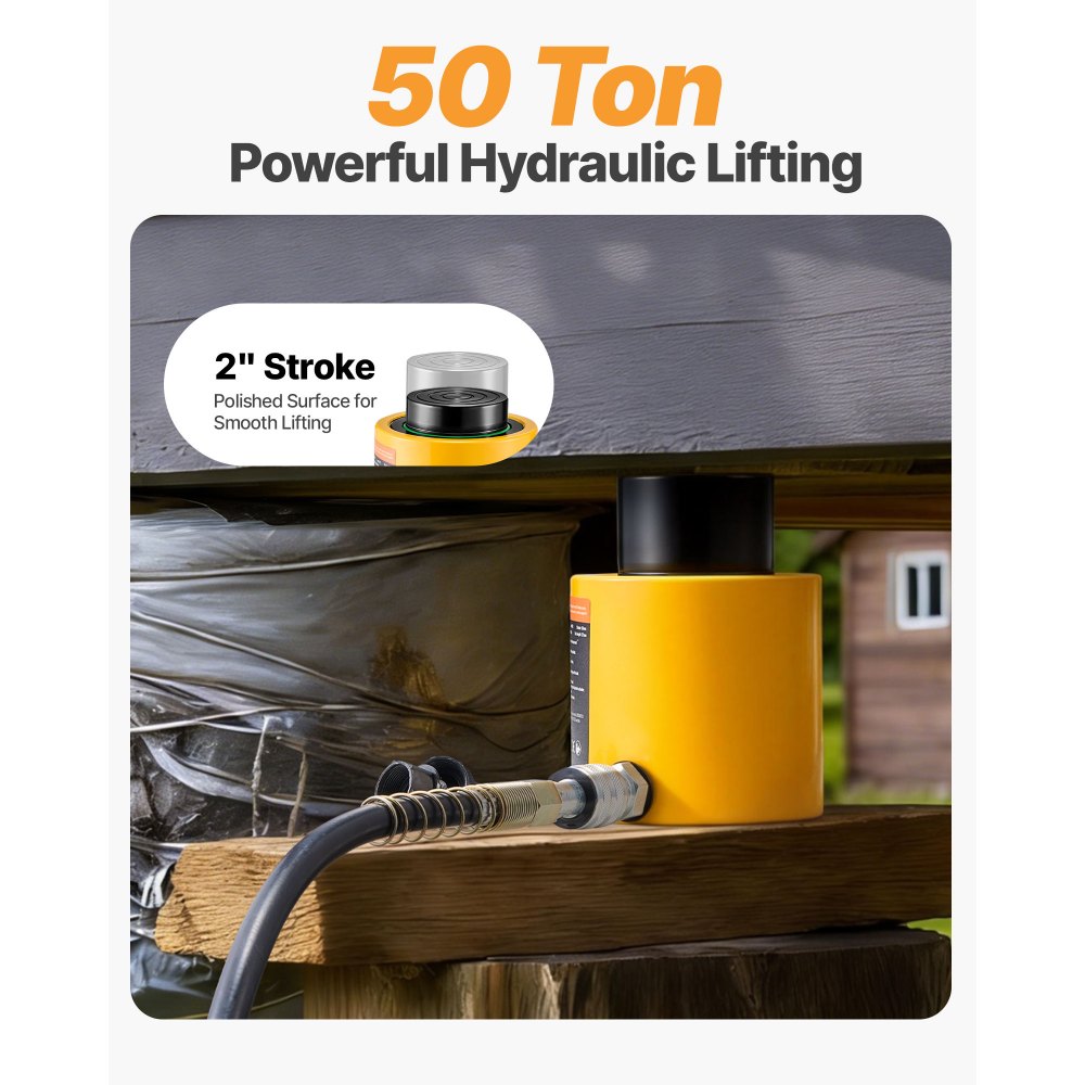 50T 2" Stroke Single Acting Hydraulic Cylinder Jack Ram