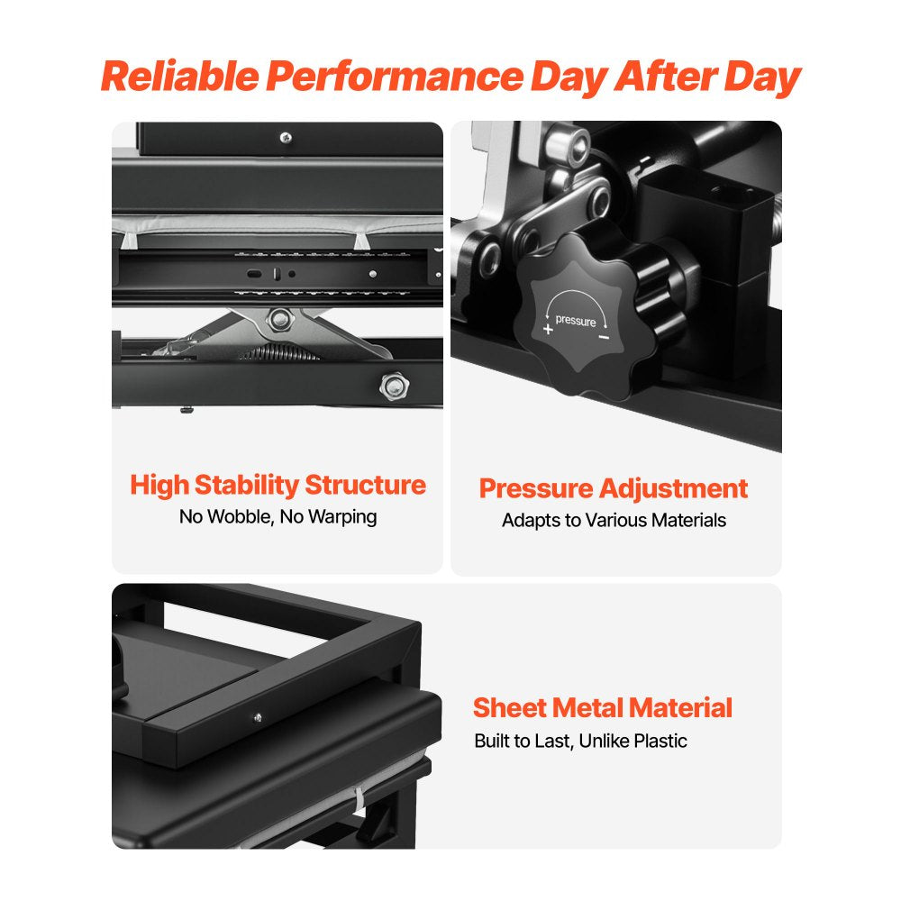 VEVOR Hybrid Heat Press, 15 x 15 inch, 5-in-1 Multifunction, Heat Up Fast and Even, All-New Patented Design, Easy to Control, Sublimation Press Machine for T-shirts/Mugs/Tumblers/Caps/Plates, Black