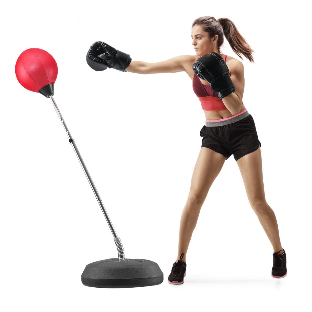 VEVOR Punching Bag, Reflex Boxing Bag for Kids & Adults, Height Adjustable Free Standing Strike Bag Set with Boxing Gloves & Stand, Workout Speed Bag for Home Gym Training, Stress Relief & Fitness