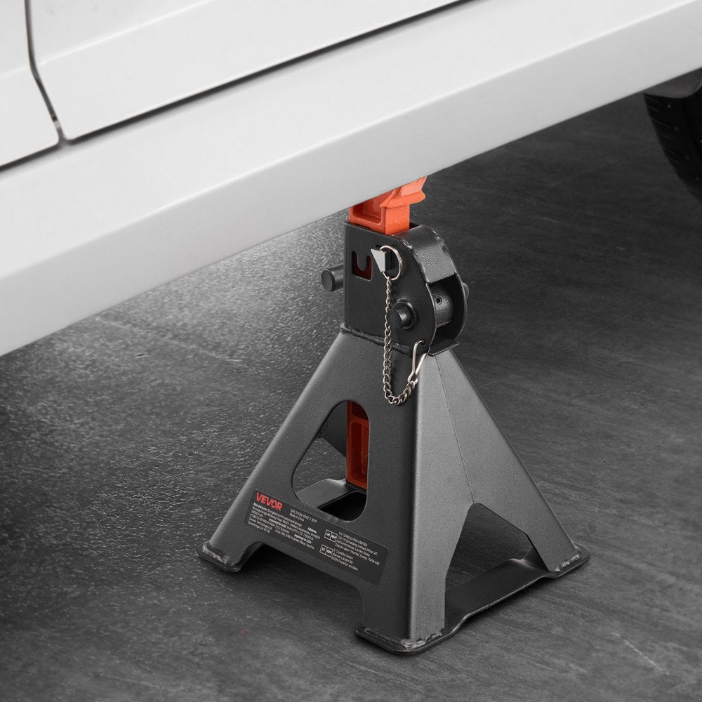 VEVOR Jack Stands, 3 Ton (6,600 lbs) Capacity, 10.8-16.3 in Adjustable Height, Heavy Duty Steel Jack Auto Stands with Double Locking, for Lifting SUV, Pickup, Car, UTV/ATV, 1 Pair, Black and Orange