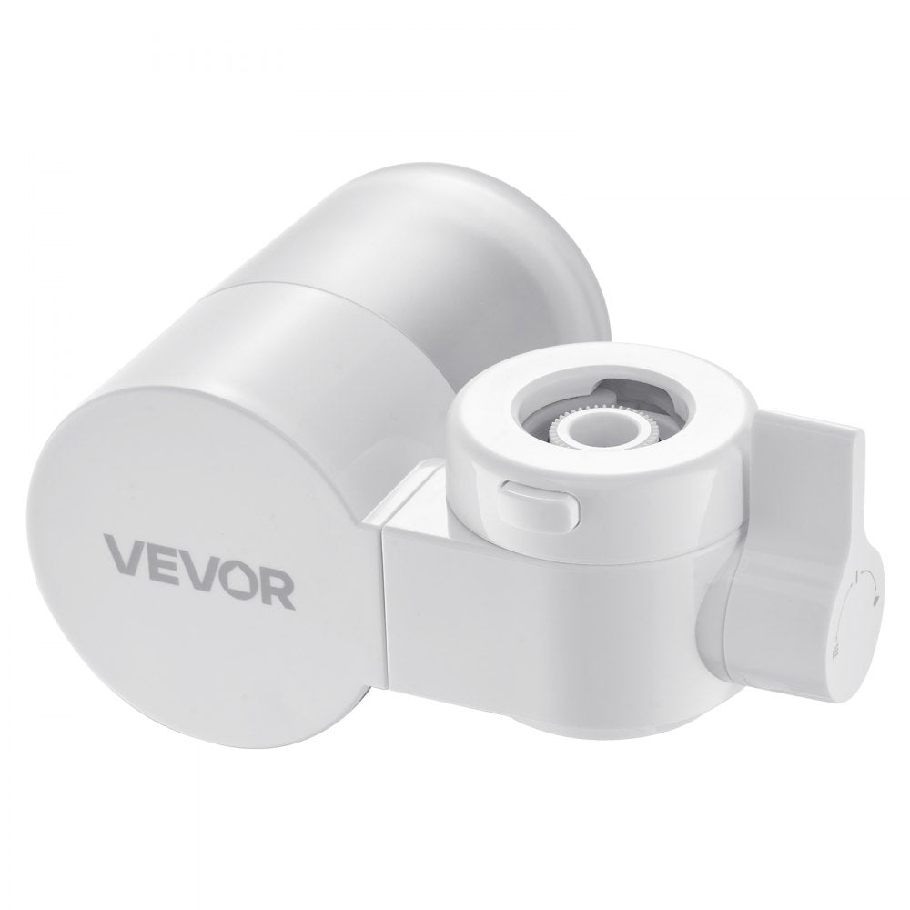 VEVOR Faucet Mount Water Filter, Horizontal Water Purifier for Sink Tap, Carbon Fiber Filter, Removes Chlorine Lead with 3 Filters, Fits Most Kitchen or Bathroom Faucets, White