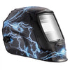 VEVOR Welding Helmet Auto Darkening, 3.66" x 1.69" True Color Welding Hood, Solar Powered Welder Mask 2 Arc Sensors, Shade 4/9-13 for TIG MIG ARC Weld Grinding - CRIUS Series (Blue Lightning Pattern)