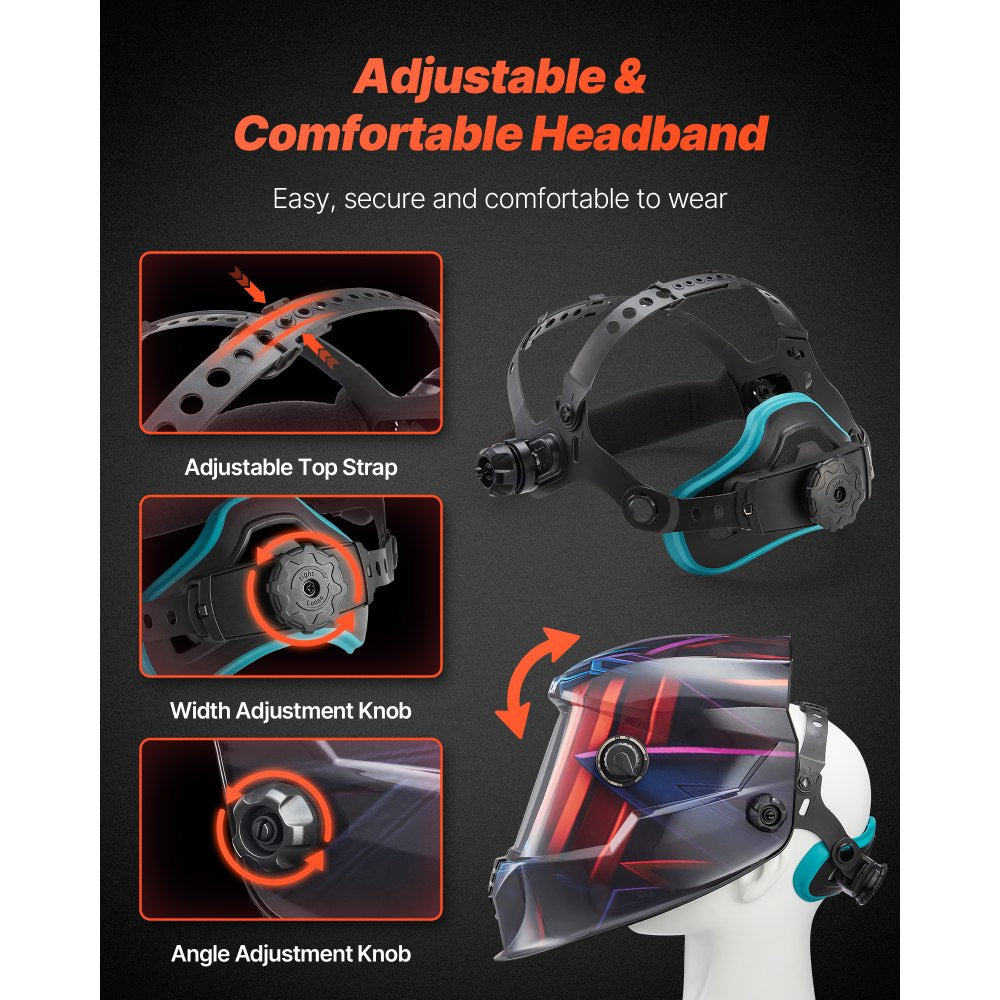 VEVOR Welding Helmet Auto Darkening True Color, 3.94" x 3.15" Welding Hood Solar-Powered, Welder Mask with 4 Arc Sensors, Wide Shade 4/5-9/9-13 for TIG MIG ARC Weld Cut Grinding - METIS Series