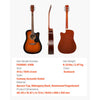 VEVOR 41 in Cutway Acoustic Guitar, 6-String, Sunburst Solid Spruce Top Guitar, Beginner Bundle with Gig Bag, Tuner, Strap, Steel Strings, Picks, Capo, Rosewood Fingerboard, for Fingerstyle Solo Jazz