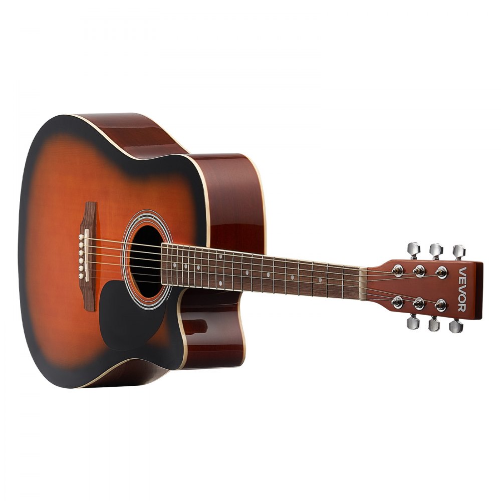VEVOR 41 in Cutway Acoustic Guitar, 6-String, Sunburst Solid Spruce Top Guitar, Beginner Bundle with Gig Bag, Tuner, Strap, Steel Strings, Picks, Capo, Rosewood Fingerboard, for Fingerstyle Solo Jazz