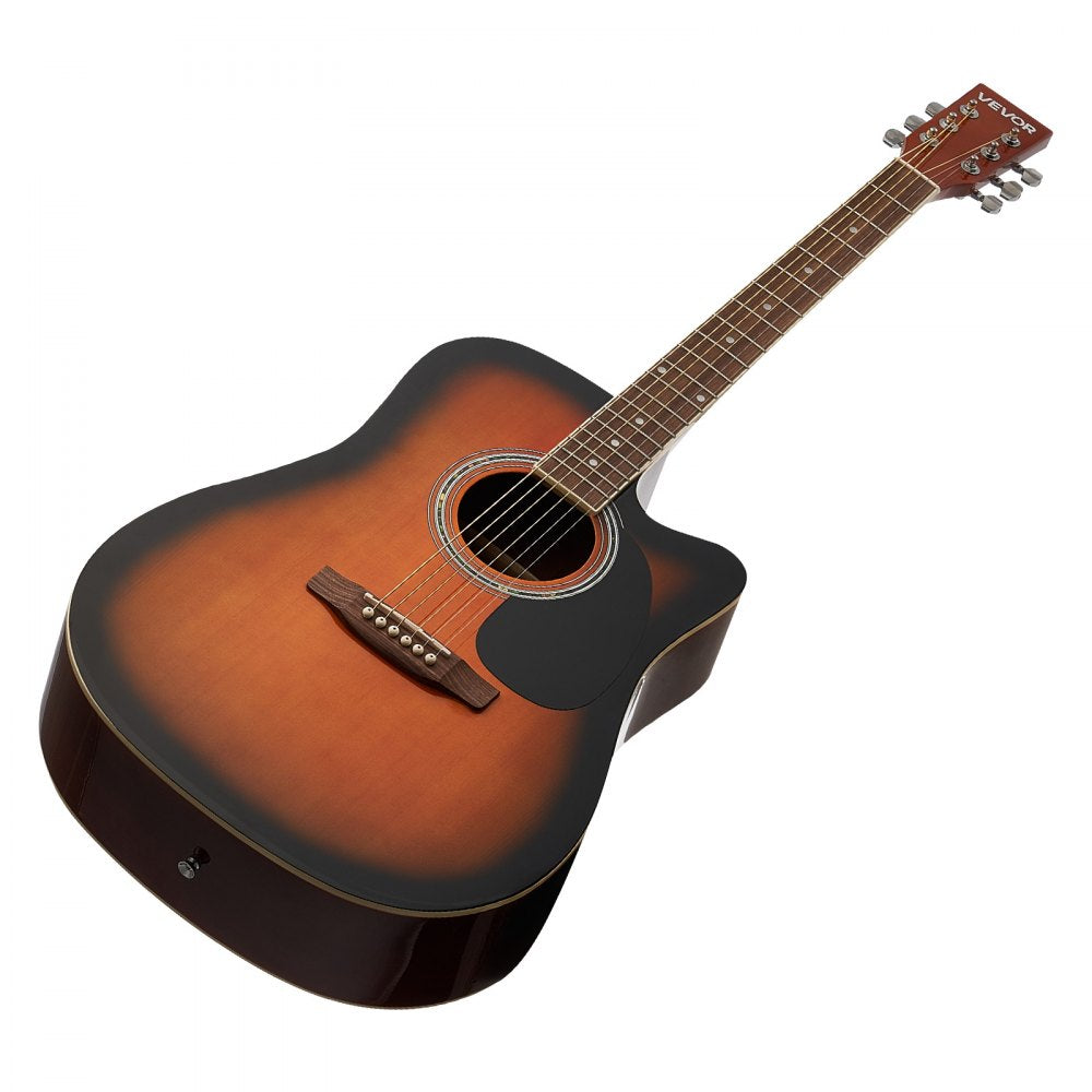 VEVOR 41 in Cutway Acoustic Guitar, 6-String, Sunburst Solid Spruce Top Guitar, Beginner Bundle with Gig Bag, Tuner, Strap, Steel Strings, Picks, Capo, Rosewood Fingerboard, for Fingerstyle Solo Jazz