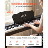 VEVOR Digital Piano 88 Keys Semi Weighted Full Size Keyboard Stand Black, for Beginners, 600 Tones, 600 Rhythms, Electric Piano, with Sustain Pedal, Speaker, Headphone Jack, USB/MIDI, Power Adapter