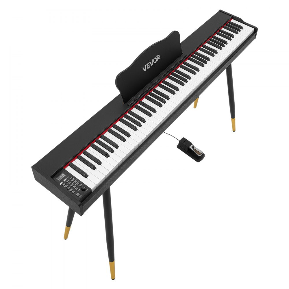VEVOR Digital Piano 88 Keys Semi Weighted Full Size Keyboard Stand Black, for Beginners, 600 Tones, 600 Rhythms, Electric Piano, with Sustain Pedal, Speaker, Headphone Jack, USB/MIDI, Power Adapter