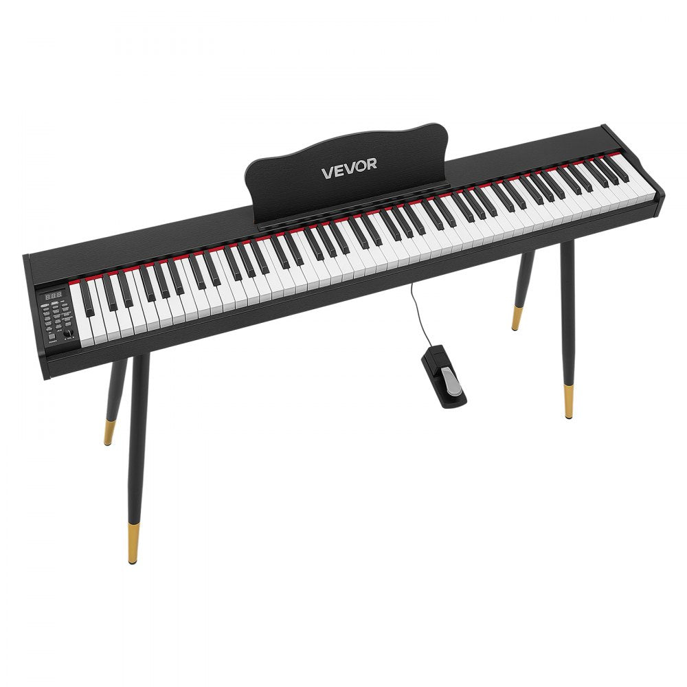 VEVOR Digital Piano 88 Keys Semi Weighted Full Size Keyboard Stand Black, for Beginners, 600 Tones, 600 Rhythms, Electric Piano, with Sustain Pedal, Speaker, Headphone Jack, USB/MIDI, Power Adapter