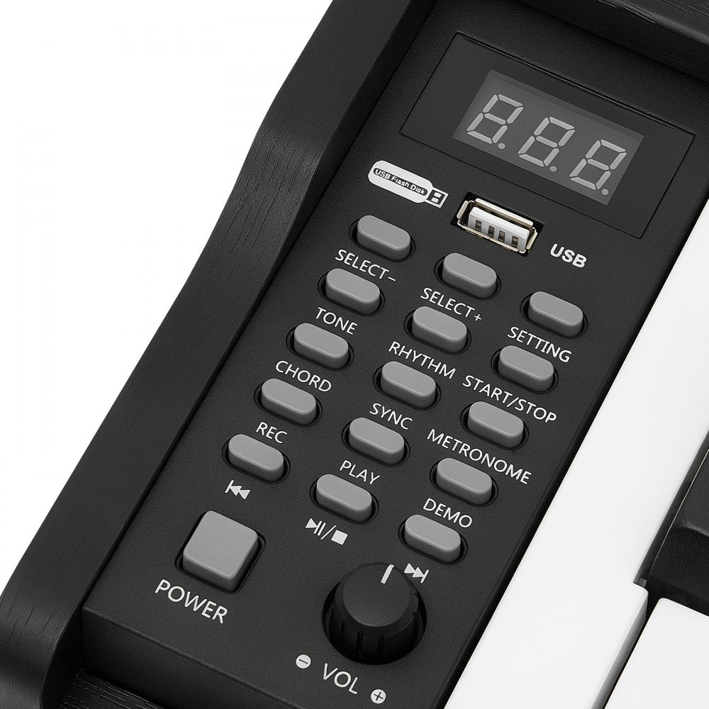 VEVOR Digital Piano 88 Keys Semi Weighted Full Size Keyboard Stand Black, for Beginners, 600 Tones, 600 Rhythms, Electric Piano, with Sustain Pedal, Speaker, Headphone Jack, USB/MIDI, Power Adapter