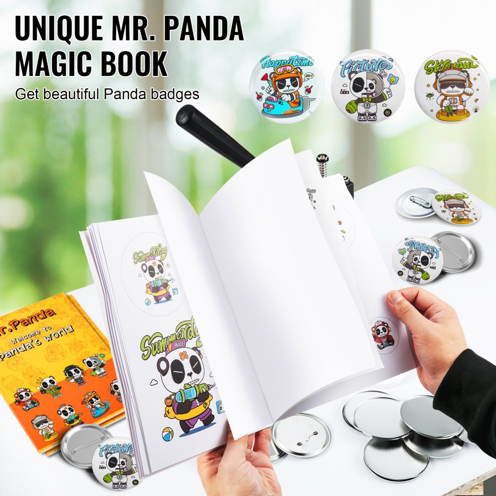 VEVOR Button Maker Machine, 75 mm (3 inch) Badge Punch Press Kit, Children DIY Gifts Pin Maker, Button Making Supplies with 100pcs Button Parts & Circle Cutter & Magic Book
