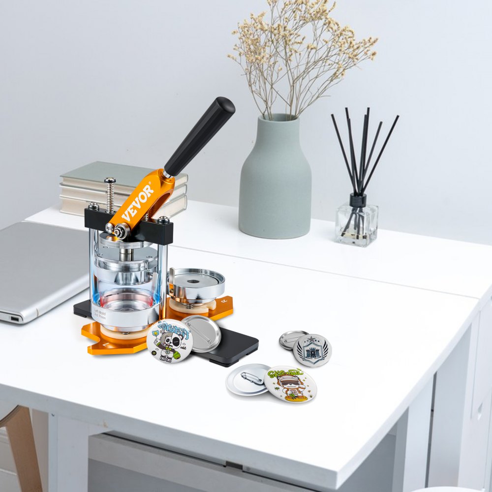 VEVOR Button Maker Machine, 75 mm (3 inch) Badge Punch Press Kit, Children DIY Gifts Pin Maker, Button Making Supplies with 100pcs Button Parts & Circle Cutter & Magic Book