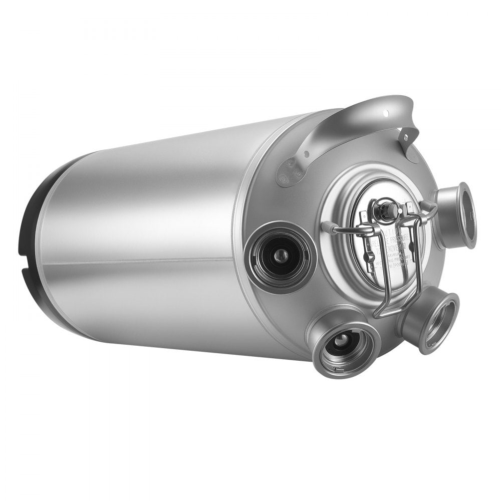 VEVOR Cleaning Keg, 5 Gallon/19L Keg Line Cleaning Kit with 4 D Coupler Connections & Rubber Base, Beer Lines Cleaner Used for Beer Line Cleaning, 304 Stainless Steel Kegerator Beers Lines Cleaner Kit