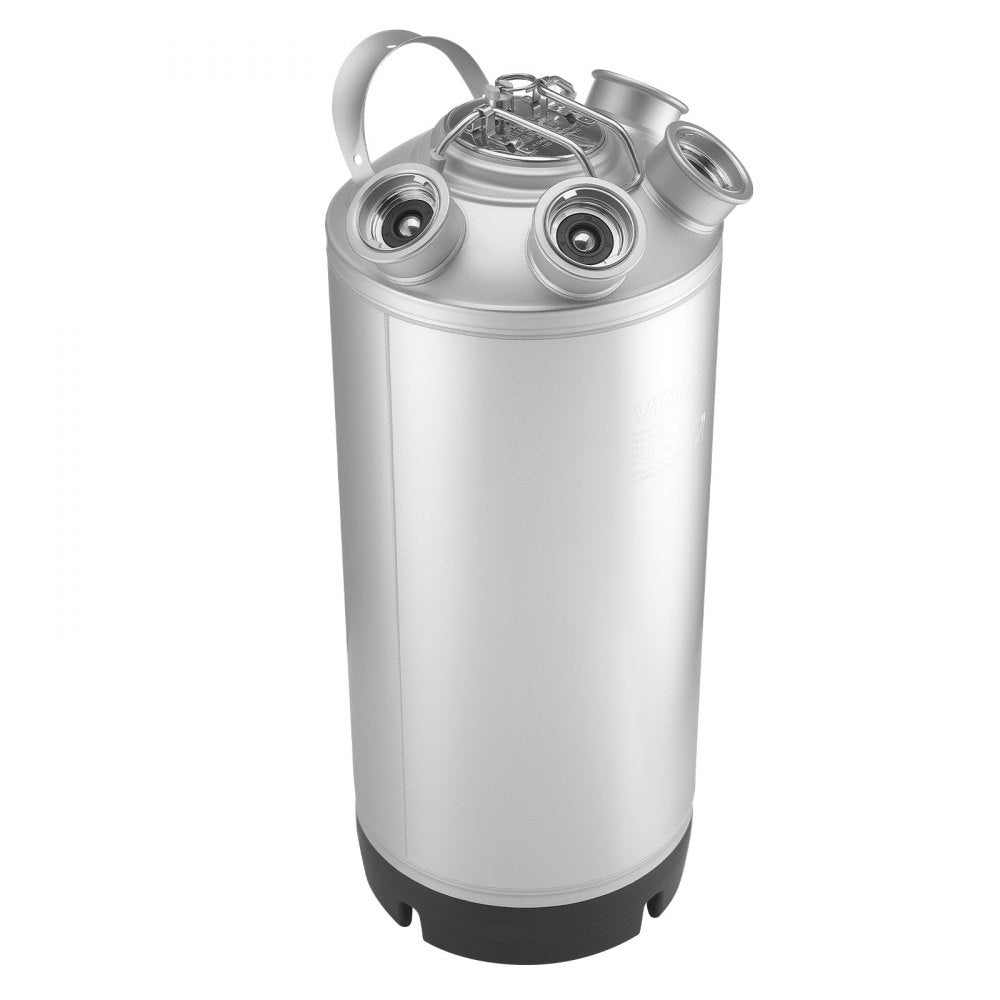 VEVOR Cleaning Keg, 5 Gallon/19L Keg Line Cleaning Kit with 4 D Coupler Connections & Rubber Base, Beer Lines Cleaner Used for Beer Line Cleaning, 304 Stainless Steel Kegerator Beers Lines Cleaner Kit