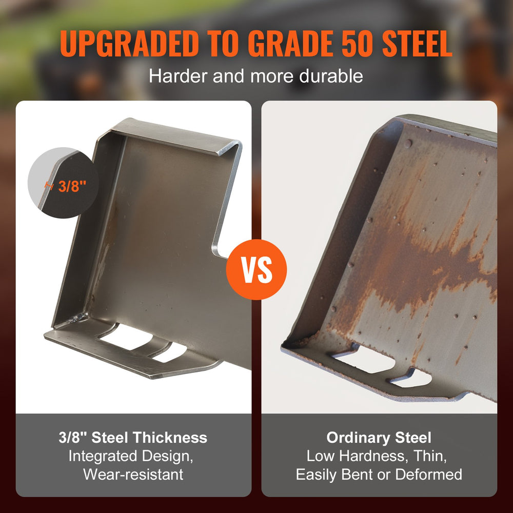 VEVOR Skid Steer Attachment Plate, 3/8" Skid Steer Mount Plate with 2.28" Hitch Receiver, 7000lbs Quick Attachment Loader Plates, Compatible with Deere, Kubota, Bobcat, Mahindra Skids Steers, Tractor