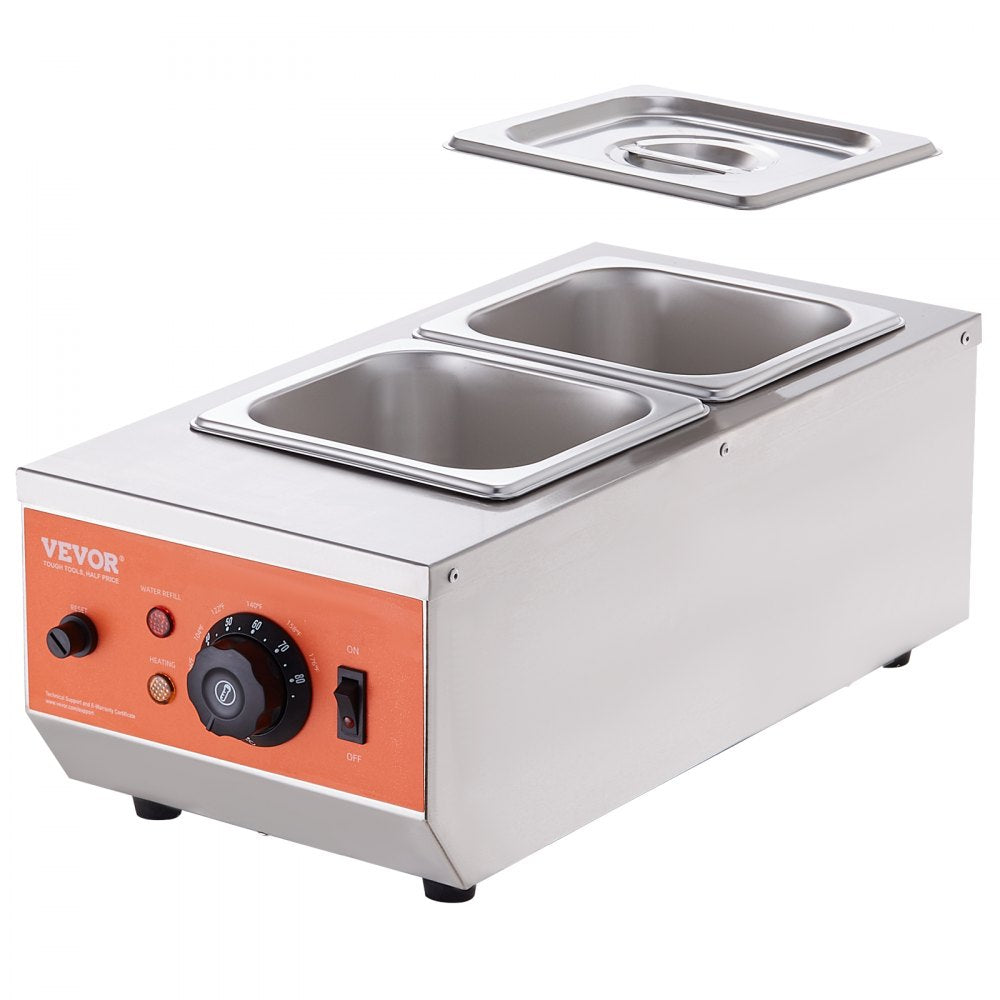 VEVOR Chocolate Tempering Machine, 9 Lbs 2 Tanks Chocolate Melting Pot with TEMP Control 86~185℉, 800W Stainless Steel Electric Commercial Food Warmer For Chocolate/Milk/Cream Melting and Heating