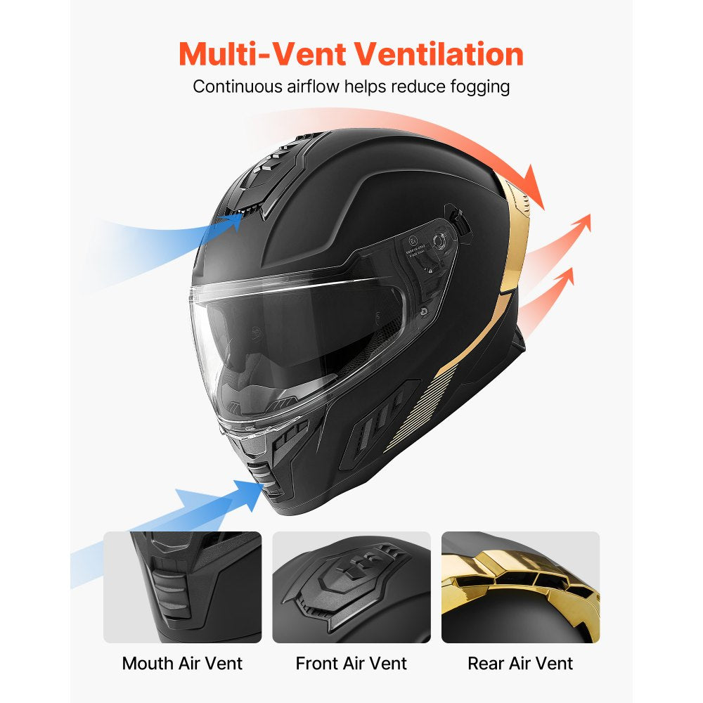 VEVOR Full Face Motorcycle Helmets, Dual-Visor Motorcycle Street Bike Helmet, Lightweight Comfortable Motocross Dirt Bike Helmet for Adults Men and Women - DOT & ECE Approved (M Size)