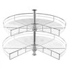 VEVOR 31.5" Kidney Shaped Chrome Corner Organizer, 360° Rotatble Kitchen Base Cabinet Blind Corner, 2 Tier Height Adjustable Storage Rack, Carbon Steel Lazy Susan Replacement Shelf for Cabinet Corner