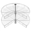 VEVOR 31.5" Kidney Shaped Chrome Corner Organizer, 360° Rotatble Kitchen Base Cabinet Blind Corner, 2 Tier Height Adjustable Storage Rack, Carbon Steel Lazy Susan Replacement Shelf for Cabinet Corner