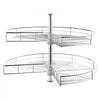 VEVOR 31.5" Kidney Shaped Chrome Corner Organizer, 360° Rotatble Kitchen Base Cabinet Blind Corner, 2 Tier Height Adjustable Storage Rack, Carbon Steel Lazy Susan Replacement Shelf for Cabinet Corner