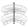 VEVOR 28" Kidney Shaped Chrome Corner Organizer, 360° Rotatble Kitchen Base Cabinet Blind Corner, 2 Tier Height Adjustable Storage Rack, Carbon Steel Lazy Susan Replacement Shelf for Cabinet Corner