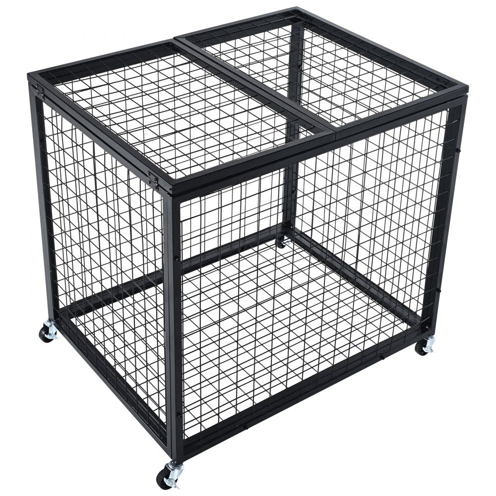 VEVOR Rolling Sports Ball Storage Cart, Basketball Cage with Double Lids, Sport Equipment Holder Organizer for Indoor Outdoor, Steel Storage Rack for Garages, Playgroup, Gym and Schools