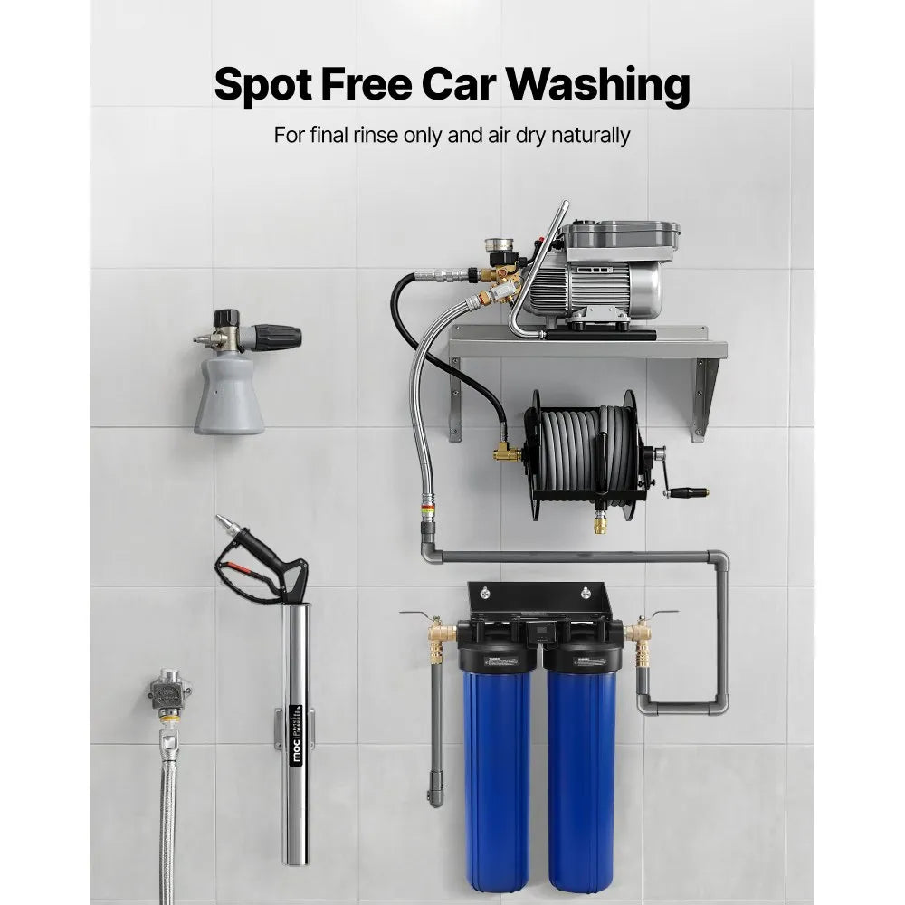 VEVOR Deionized Water System for Car Wash, Spotless Car Wash Water System with 2 x 4L DI Resin, Bypass Valve & TDS Meter, Spot-Free Deionized Water Filter for Cars RVs Motorcycles Windows