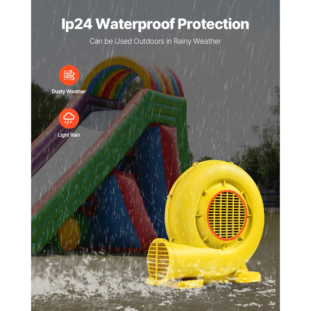 VEVOR Inflatable Blower, 750W&950W, 1.3 HP Bounce House Blower, Pump Commercial Air Blower for Inflatables, 3300RPM Bouncy Castle Electric Air Blower Fan Perfect for Bounce House, Waterslides, Yellow