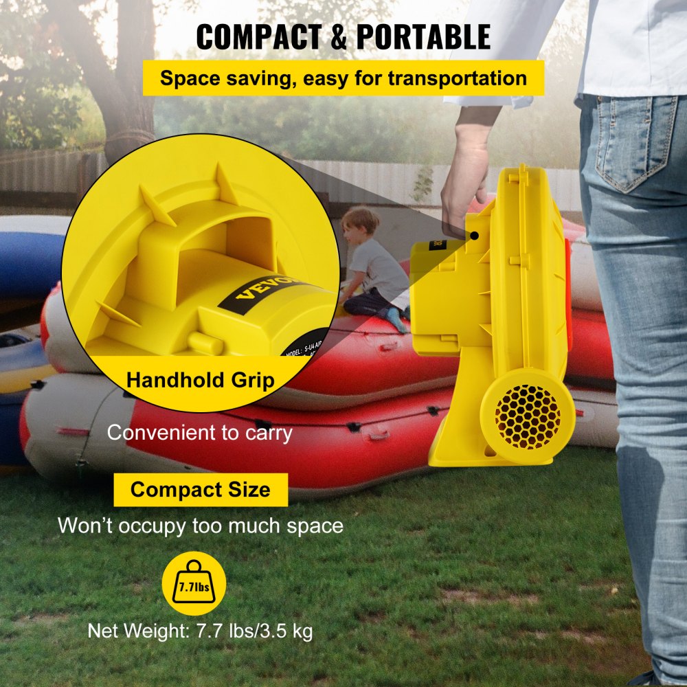 VEVOR Air Blower, 450W 0.6HP Inflatable Blower, Portable and Powerful Bounce House Blower, 1750Pa Commercial Air Blower Pump Fan, Used for Inflatable Bouncy Castle and Jump  Tested to UL Standards