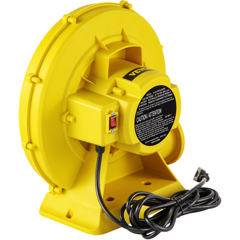 VEVOR Air Blower, 450W 0.6HP Inflatable Blower, Portable and Powerful Bounce House Blower, 1750Pa Commercial Air Blower Pump Fan, Used for Inflatable Bouncy Castle and Jump  Tested to UL Standards