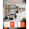 VEVOR Garage Tool Organizer 68 Inch 450 lbs Wall Mount Garden Tool Rack, Heavy Duty Hanging Storage Organization, 4 Rails with 24 Fixed L-Hooks, 20 Adjustable S-Hooks, for Yard Tools, Shovel, Shed