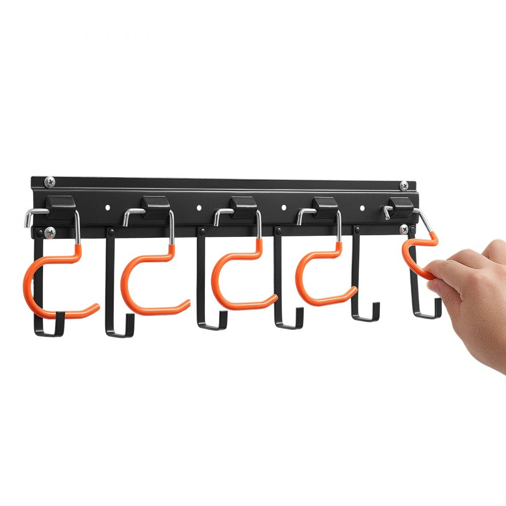 VEVOR Garage Tool Organizer 68 Inch 450 lbs Wall Mount Garden Tool Rack, Heavy Duty Hanging Storage Organization, 4 Rails with 24 Fixed L-Hooks, 20 Adjustable S-Hooks, for Yard Tools, Shovel, Shed