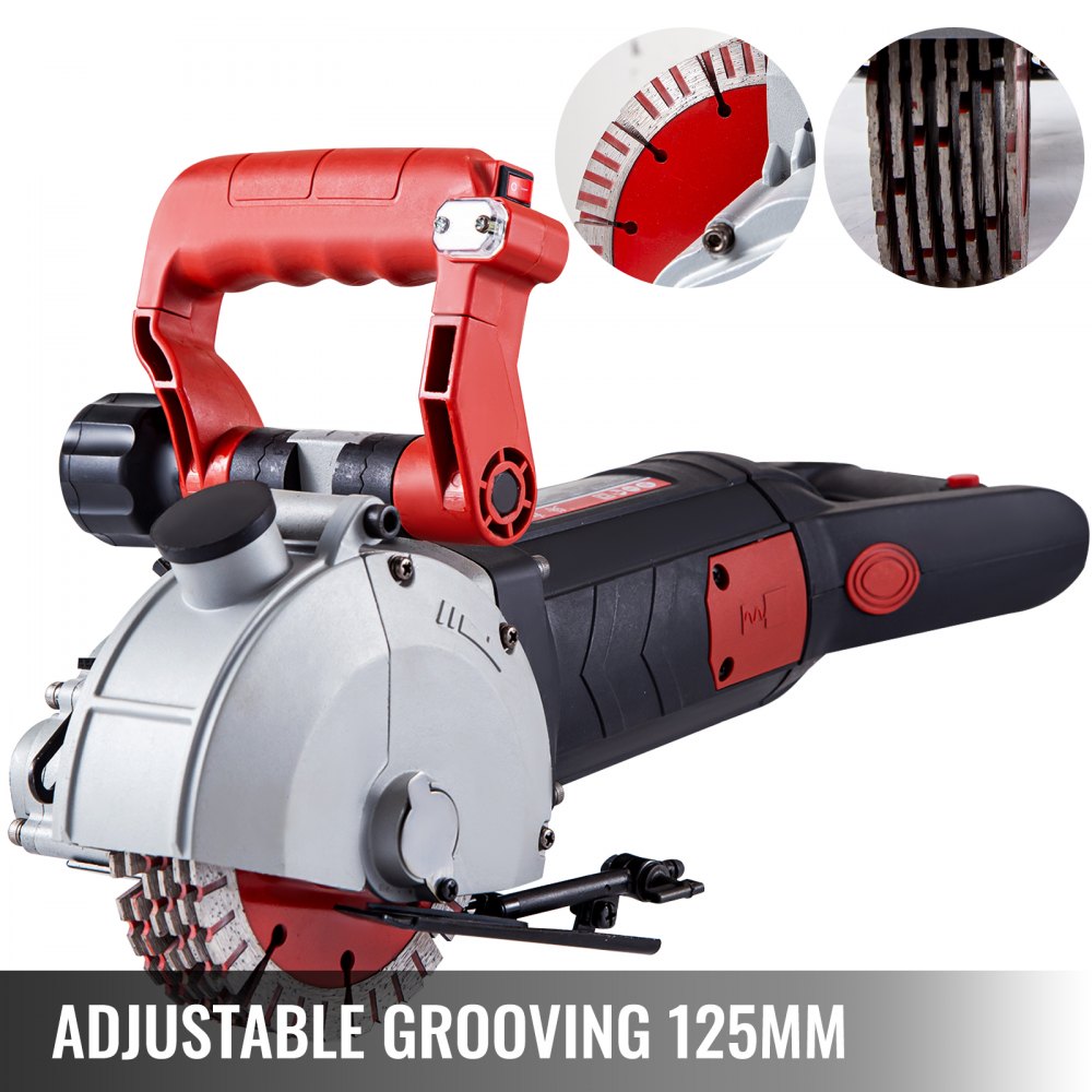 VEVOR Wall Chaser, 2500W 38 mm Cutting Width,Wall Groove Cutting Machine 34MM Cutting Depth,Wall Slotting Machine With 5 Saw Blades 4.5" Diameter 6300r/Min,One-time Forming Dustless