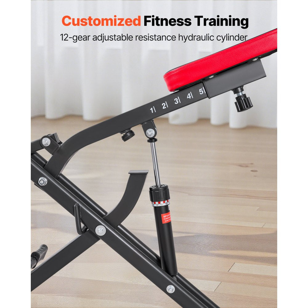 VEVOR Squat Machine, Deep Squat Rowing Machine for Home, Easy Setup & Foldable Exercise Equipment, Glute Trainer Machine with 12-Gear Adjustable Resistance, Glutes & Leg Home Workout Machine, Black