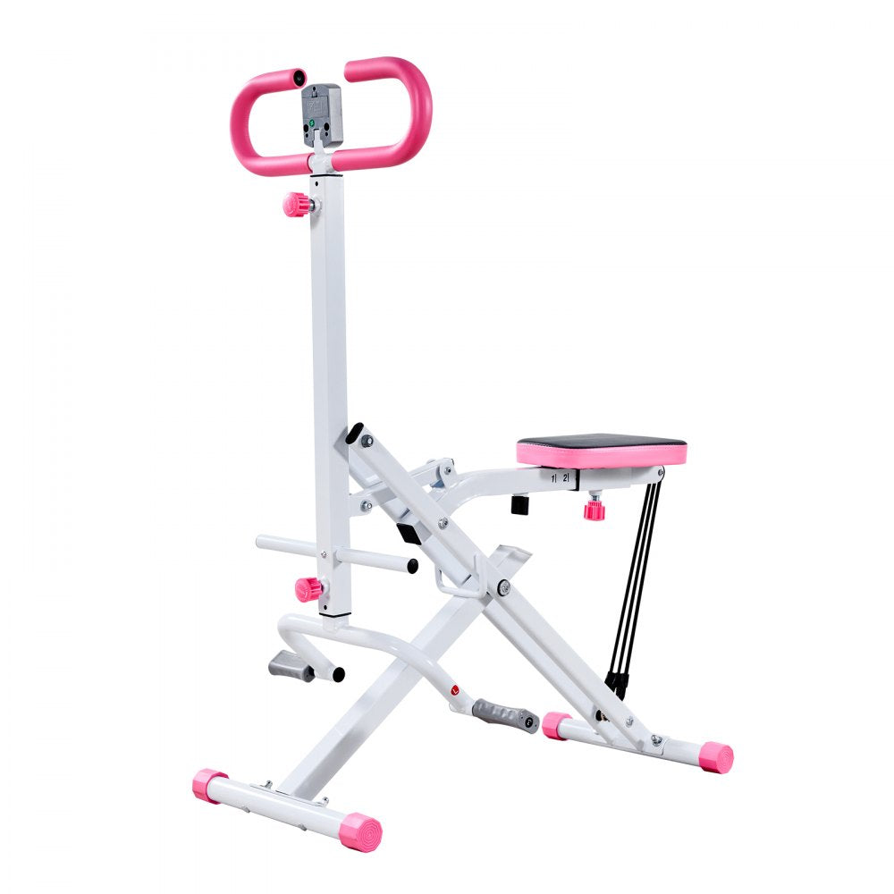 VEVOR Squat Machine, Deep Squat Rowing Machine for Home, Easy Setup & Foldable Exercise Equipment, Glute Trainer Machine with 3 High-Strength Resistance Bands, Glutes & Leg Home Workout Machine, White