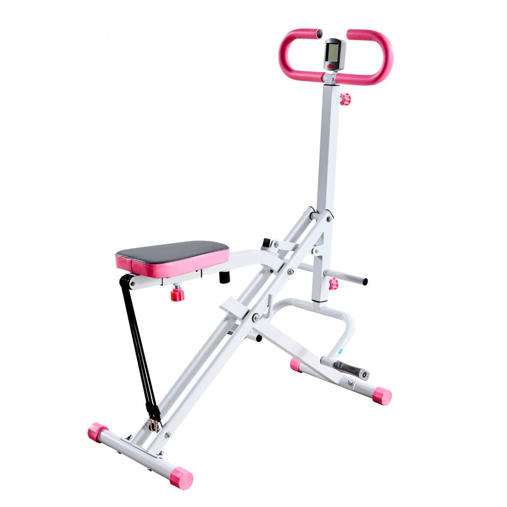 VEVOR Squat Machine, Deep Squat Rowing Machine for Home, Easy Setup & Foldable Exercise Equipment, Glute Trainer Machine with 3 High-Strength Resistance Bands, Glutes & Leg Home Workout Machine, White