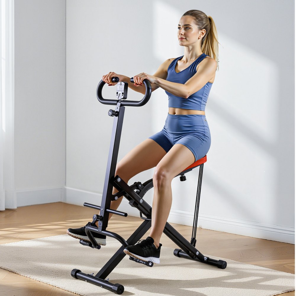 VEVOR Squat Machine, Deep Squat Rowing Machine for Home, Easy Setup & Foldable Exercise Equipment, Glute Trainer Machine with 3 High-Strength Resistance Bands, Glutes & Leg Home Workout Machine, Black