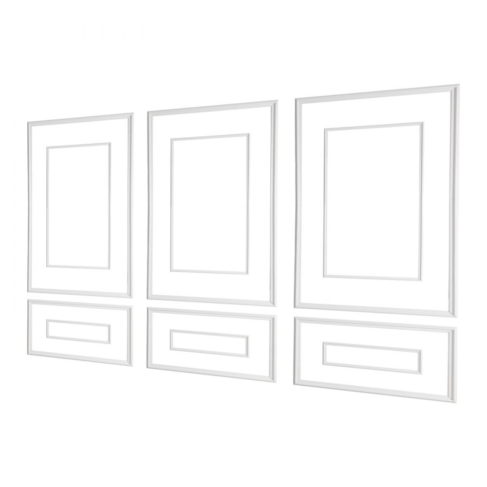 VEVOR Wall Molding 3 Pack, Wainscoting Panels Kit with Dual-Line Wide & Narrow Profile, Lightweight Paintable Polystyrene, Easy to Install Accent Wall Trim for Interior Living Room, Bedroom,White