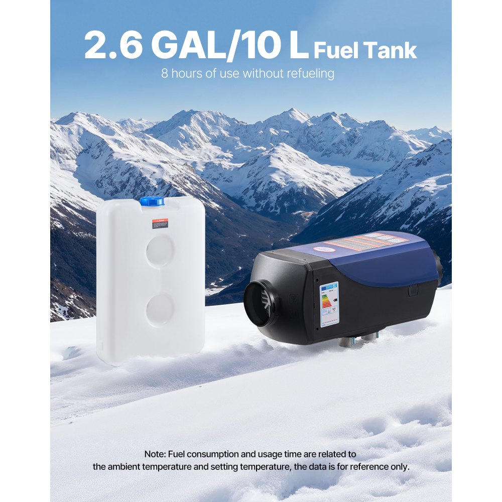 VEVOR Diesel Heater, 8KW, DC 12V/24V, Portable Diesel Air Heater with Remote Control and LCD Screen, Fast Heating Low Noise, 2.6 Gal Large Fuel Tank for Vehicles, Vans, RVs, Campers, and Trucks
